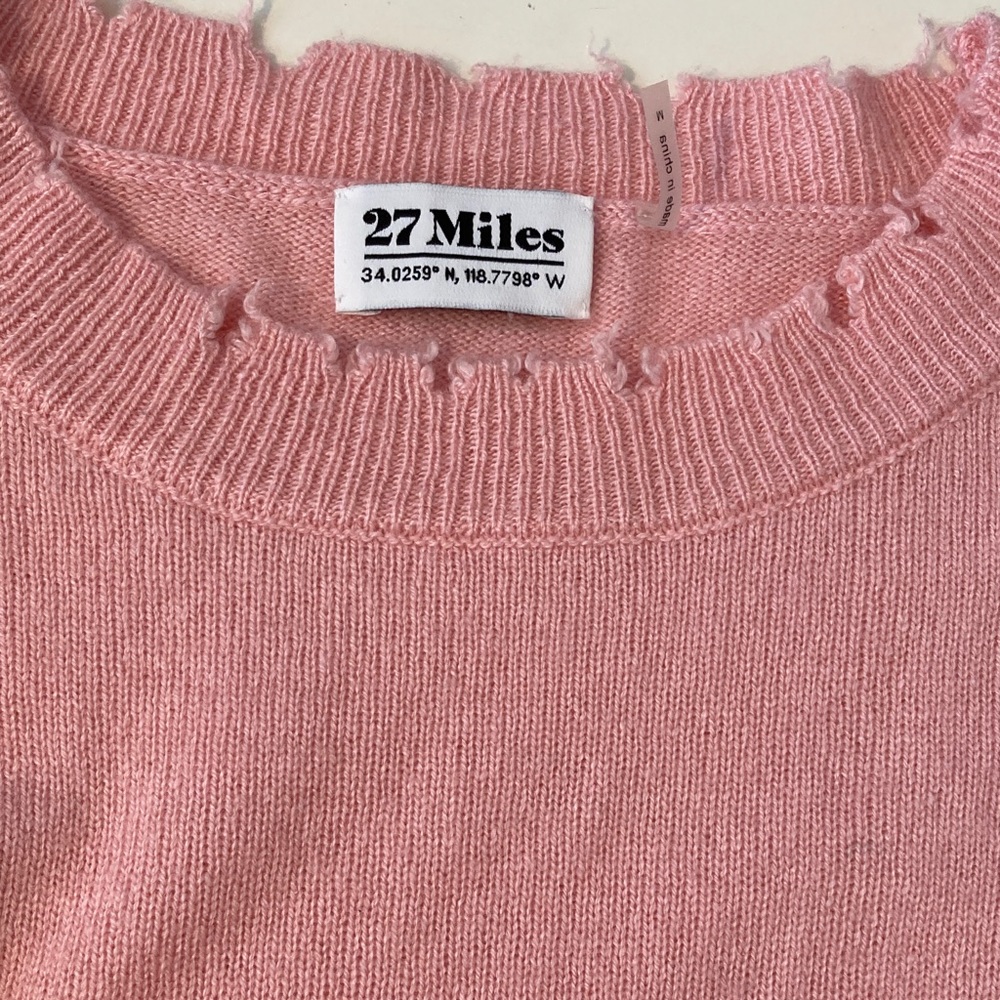 27 Miles Malibu Luella Pink Sweater with White Stars Medium Cashmere Sweater - Picture 4 of 7